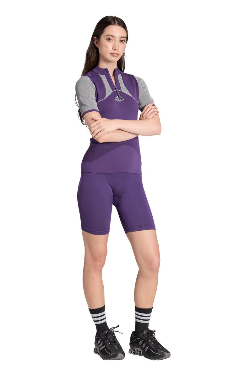 adidas EQT Short Sleeve Quarter Zip Top, Alternate, color, Violet