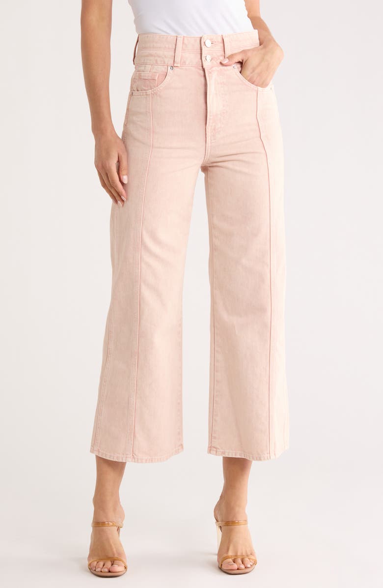 Veronica Beard Taylor High Waist Crop Wide Leg Jeans, Main, color, Stoned Pink Shell