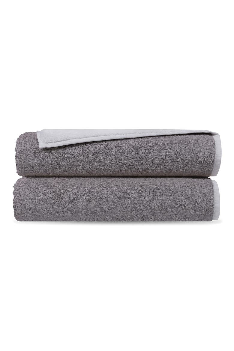 Double Face 2-Piece Turkish Cotton Bath Towels, Main, color, GREY/ WHITE