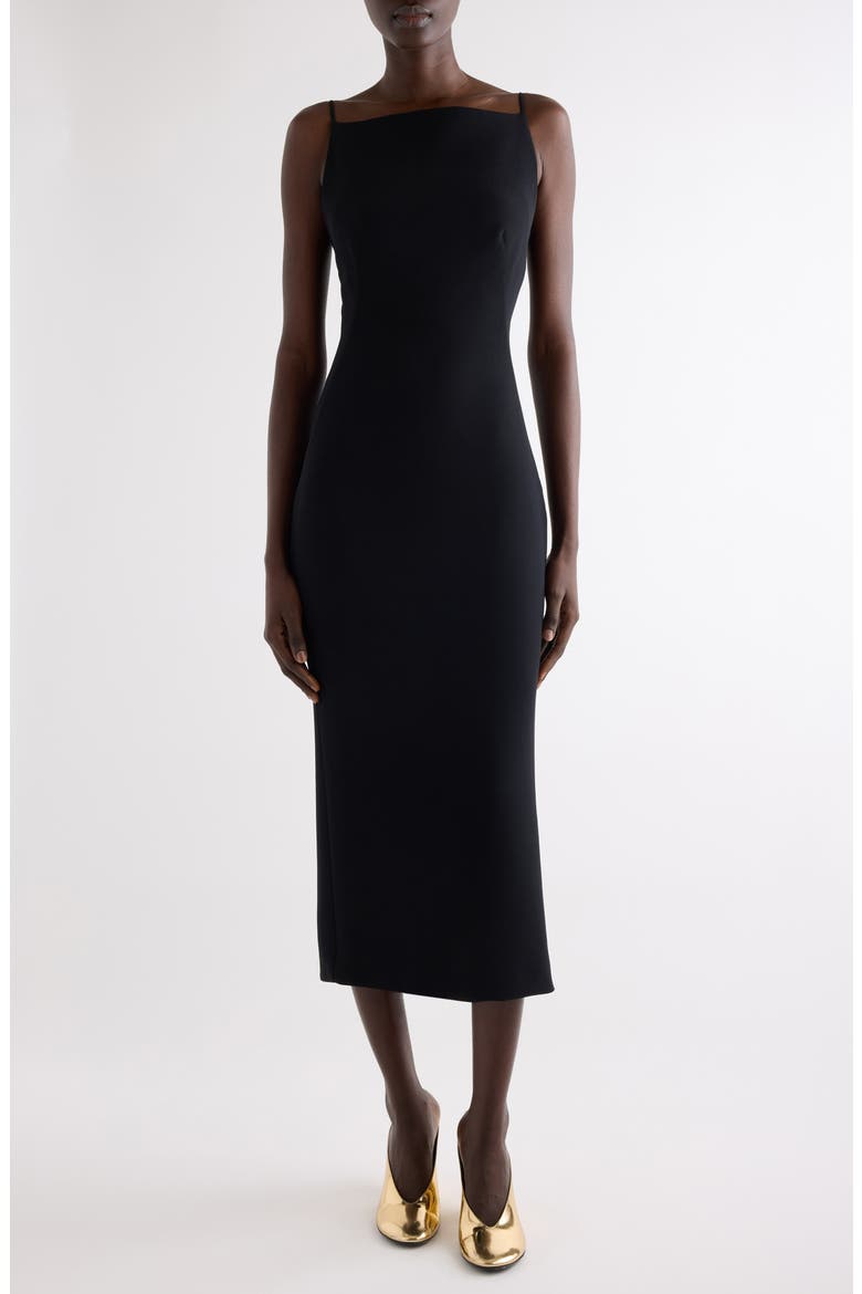 Tailored Cady Sheath Dress, Main, color, BLACK