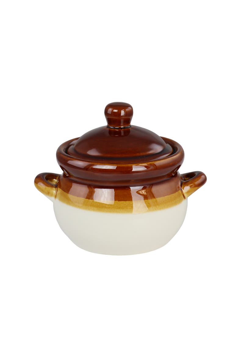 4 Piece Double Handle 15 Ounce French Onion Soup Bowl, Alternate, color, Brown