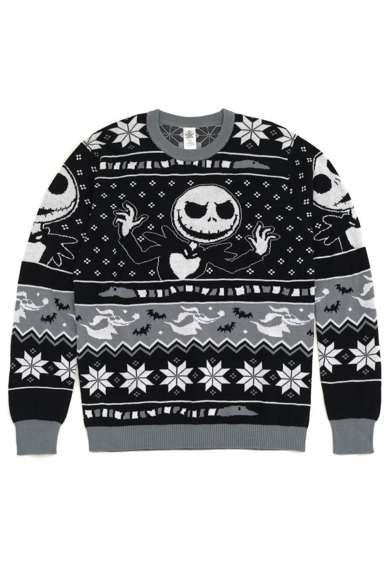 Nightmare Before Christmas Holiday Sweater, Alternate, color, Jack Skellington Black