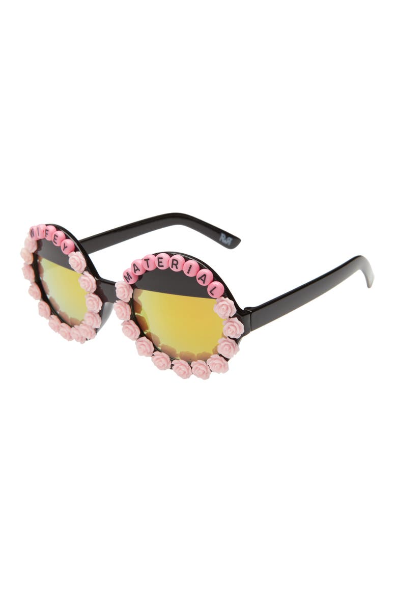 Wifey Material 50mm Polarized Round Sunglasses, Alternate, color, PINK