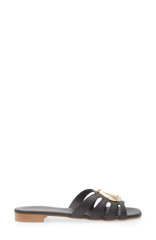 Valentino By Mario Valentino Greta Logo Slide Sandal In Black