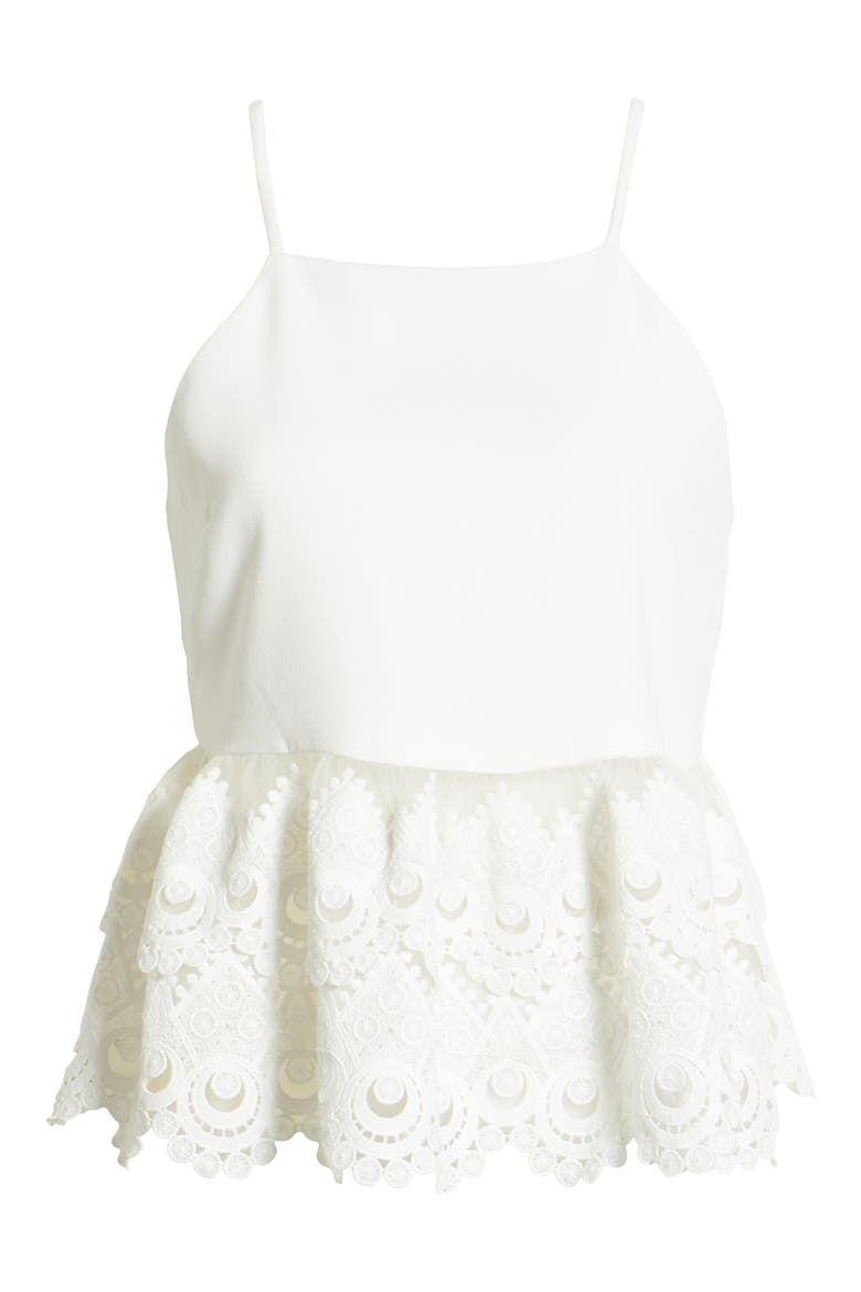 Lace Scallop Peplum Camisole, Alternate, color, WHITE
