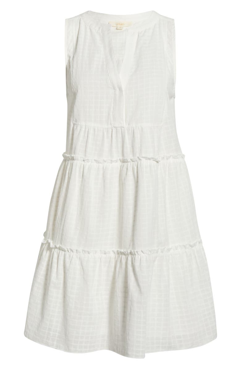 Elan Tiered Cotton Seersucker Cover-Up Sundress, Main, color, White