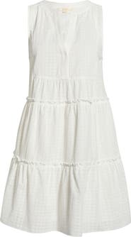 Elan Tiered Cotton Seersucker Cover-Up Sundress