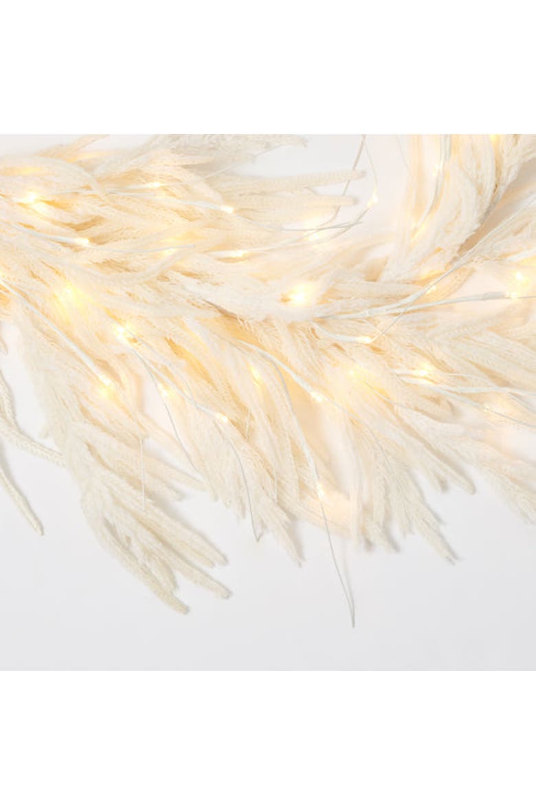 All Aglow - Pre-Lit White Norfolk Pine Christmas Mantel Garland Winter Table Runner, Alternate, color, White