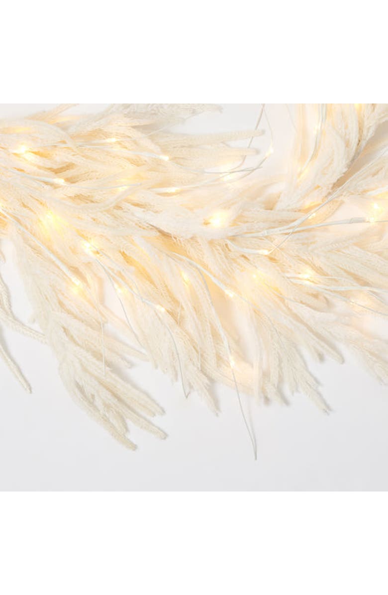 Darby Creek Trading All Aglow - Pre-Lit White Norfolk Pine Christmas Mantel Garland Winter Table Runner, Alternate, color, White