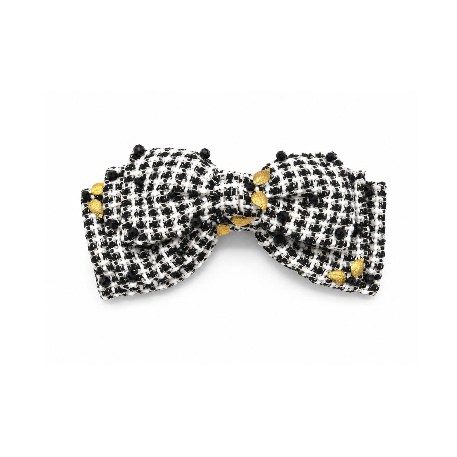 Adiba Chic Tweed Harmony Barrette In Black And White