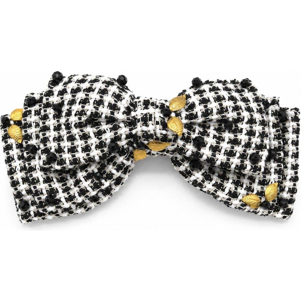 Adiba Chic Tweed Harmony Barrette In Black And White