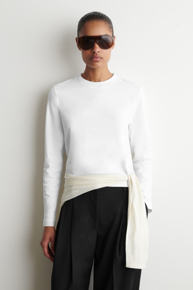 Clean Cut Long-Sleeved T-Shirt, Main, color, WHITE