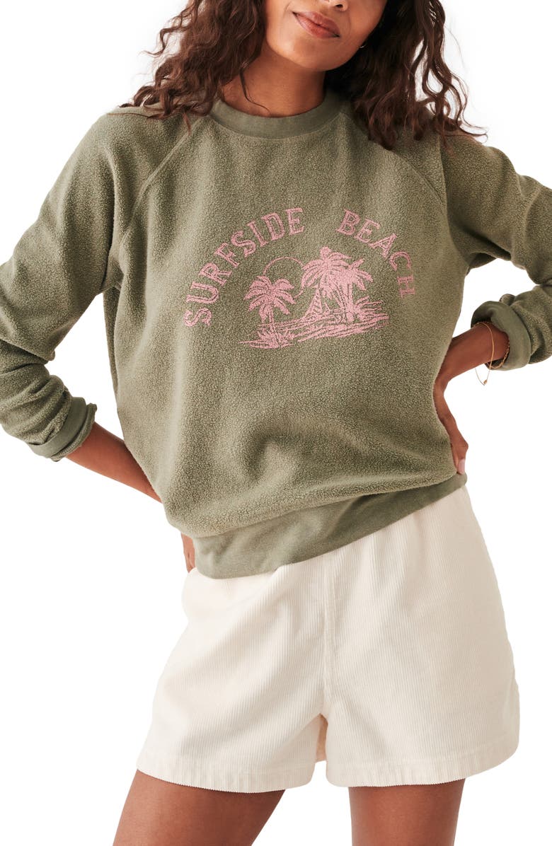 Faherty Beach Organic Cotton Blend Reverse Fleece Sweatshirt, Main, color, 