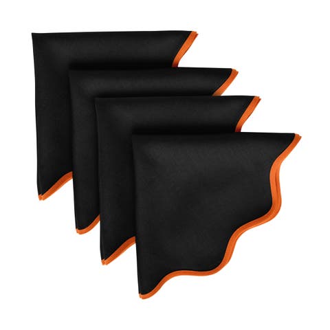 Linen Dinner Napkins Set of 4, 20 Inch Round - Giselle Scallop Edge