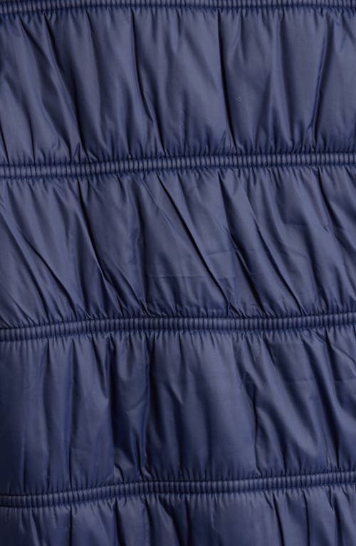 Eileen Fisher High Collar Puffer Coat In Blue