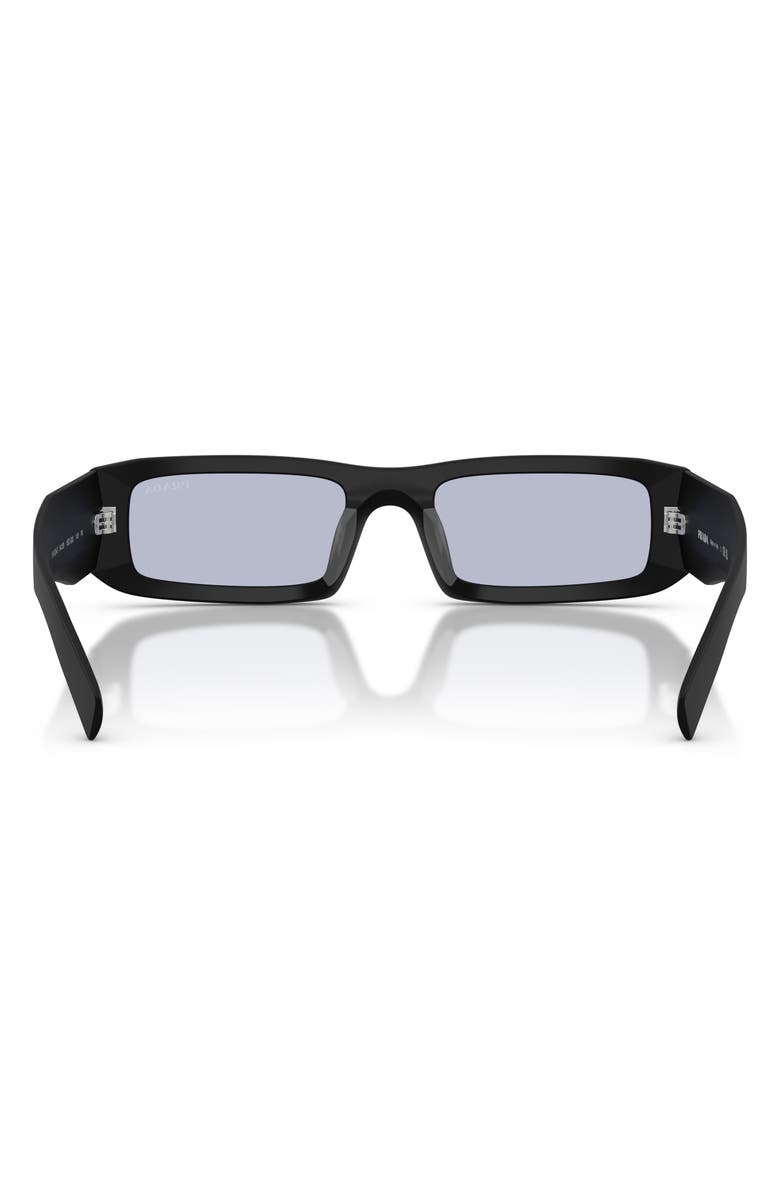 Prada 54mm Rectangular Sunglasses, Alternate, color, Matte Black / Blue