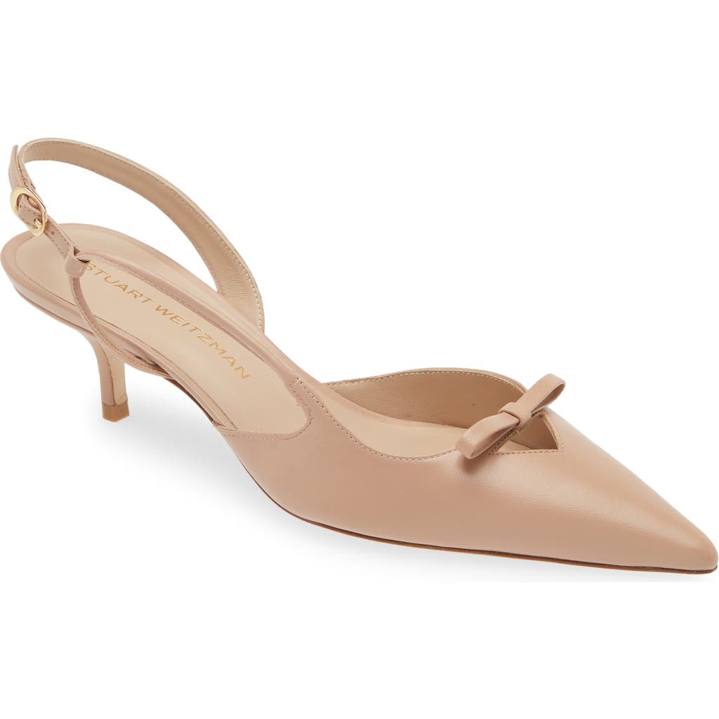 Stuart Weitzman Tully Pointed Toe Slingback Pump In Adobe