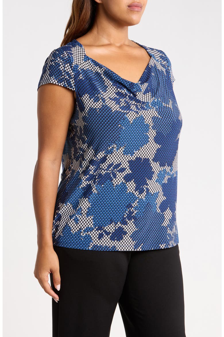 Floral Cowl Neck Cap Sleeve Top, Alternate, color, VANILLA ICE MULTI