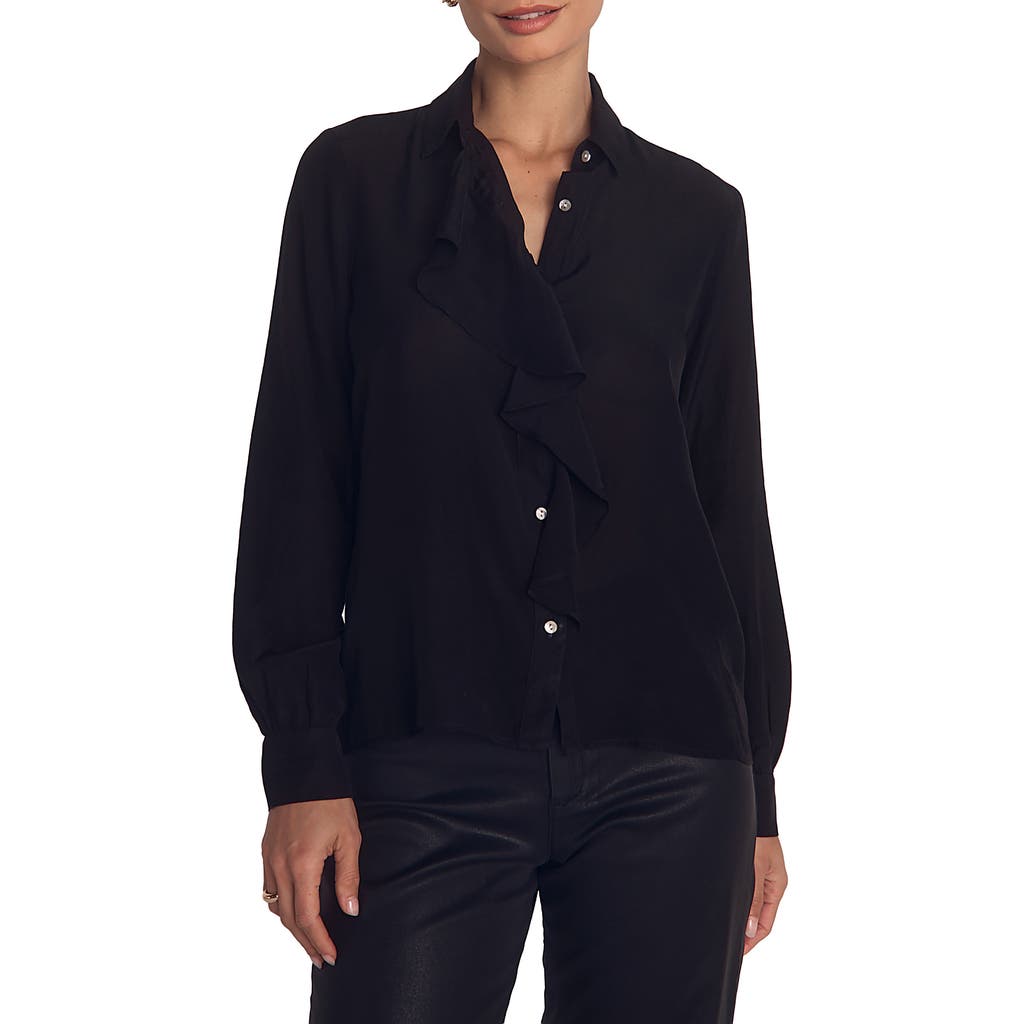 Bella Dahl Ruffle Button-up Shirt In Black