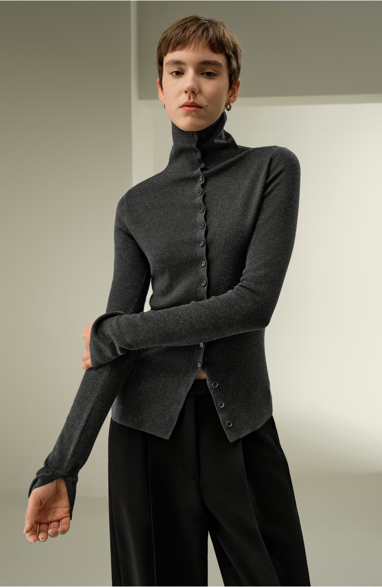 Lilysilk Slim Fit Silk Cashmere Sweater, Alternate, color, Thunder