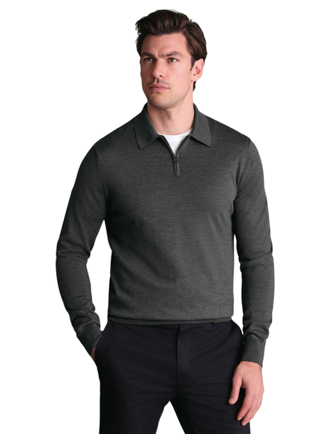 Merino Zip Polo Neck Long sleeve