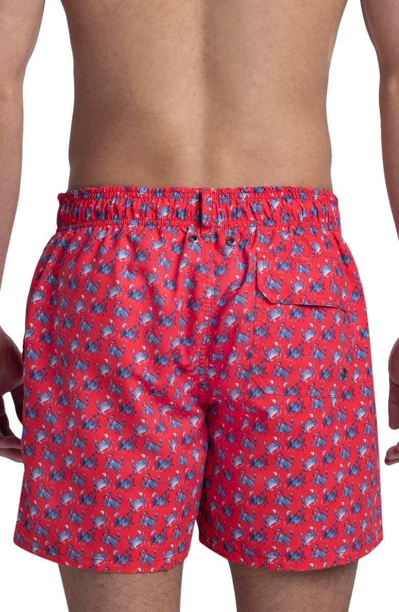 Bugatchi Crab Print Swim Trunks, Alternate, color, 