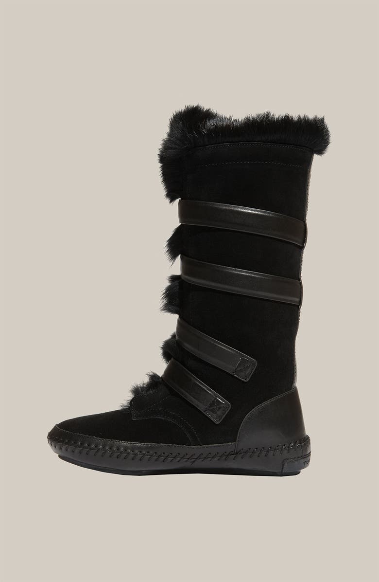 Tory Burch 'Jaden' Genuine Rabbit Fur Lined Suede Boot, Alternate, color,