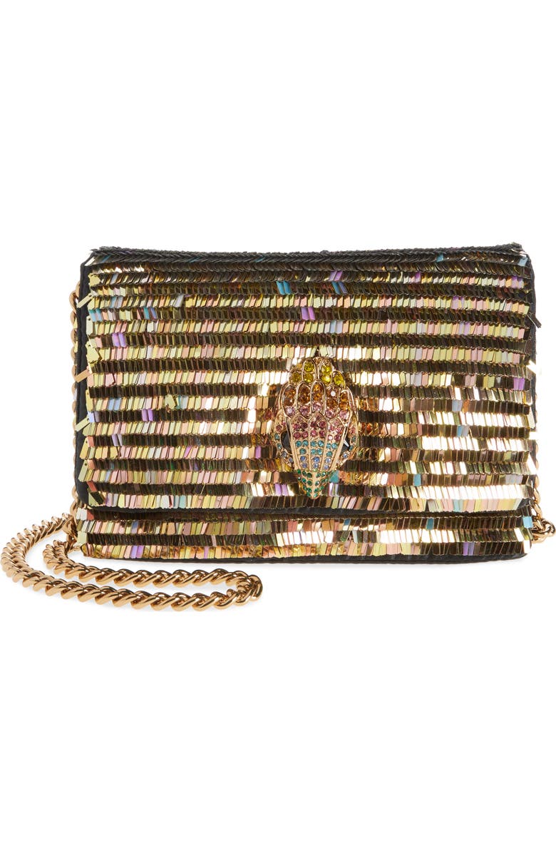 Kurt Geiger London Mini Kensington Paillette Shoulder Bag, Main, color, Gold
