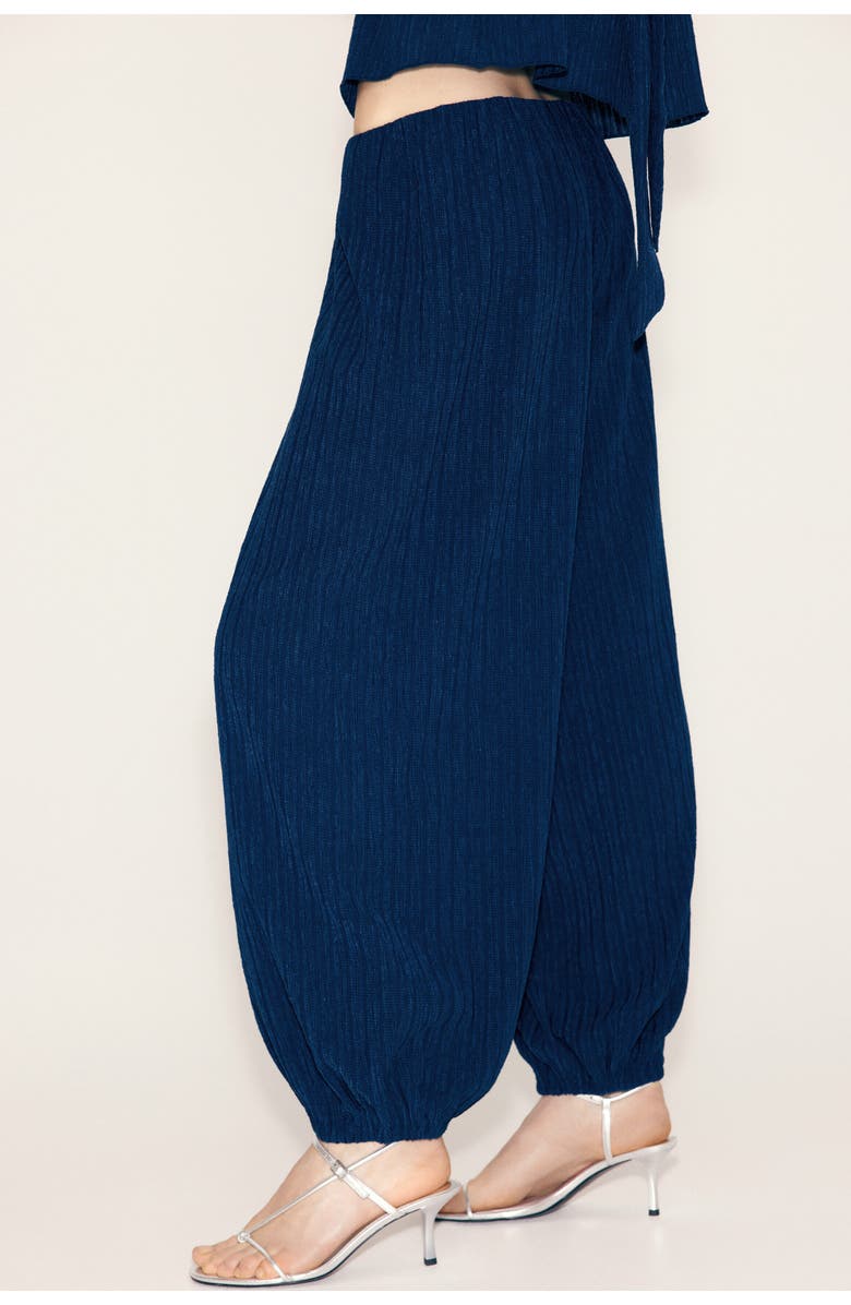 H&M Crinkled Balloon Trousers, Alternate, color, Navy Blue