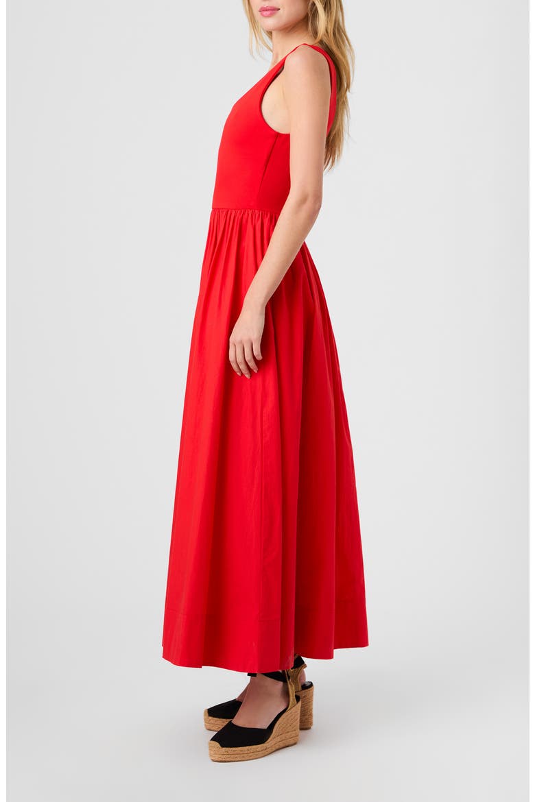 Jia Mixed Media Maxi Dress, Alternate, color, CANDIED APPLE RED