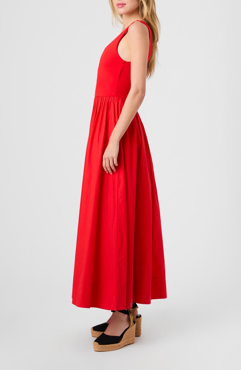 French Connection Jia Mixed Media Maxi Dress, Alternate, color, Candied Apple Red