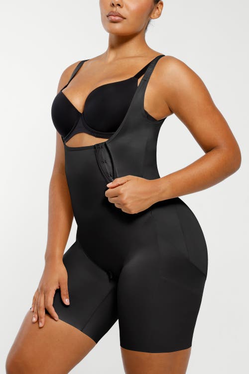 Shapellx Postpartum Side Zipper Support Shorts In Onyx Black