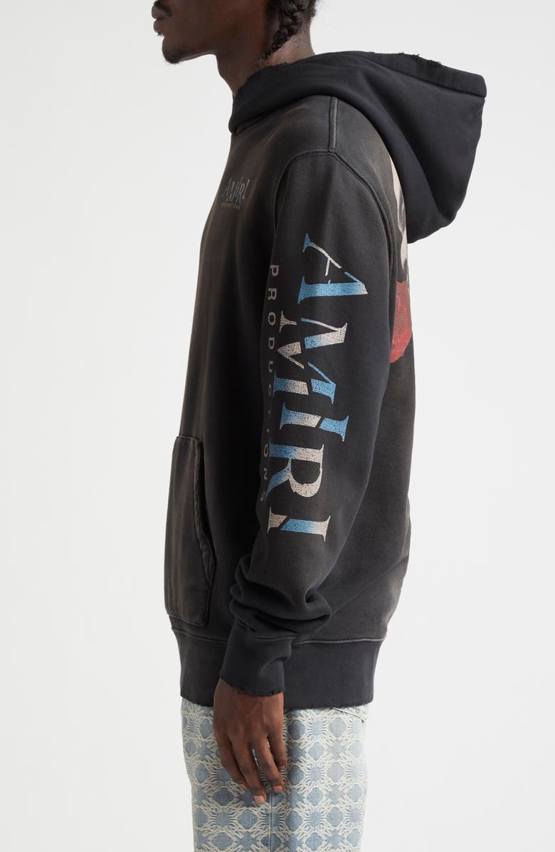 AMIRI Theater Masks Graphic Hoodie, Alternate, color, Black