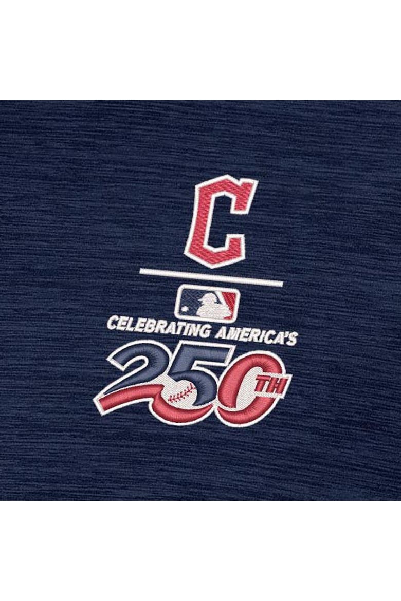 Men's Antigua Heather Navy Cleveland Guardians Celebrating America's 250th Layout Polo, Alternate, color, Heather Navy