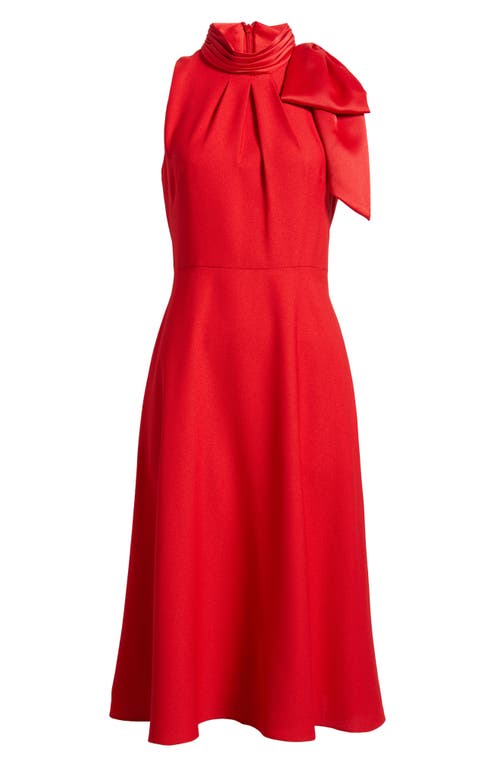 ELIZA J ELIZA J BOW MOCK NECK FIT & FLARE MIDI DRESS