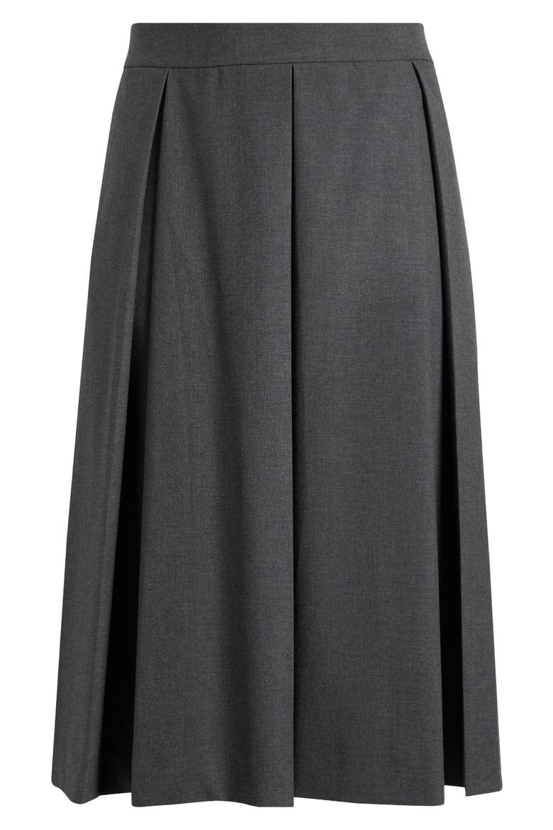 Pleated Midi Skirt, Alternate, color, GREY DARK HEATHER
