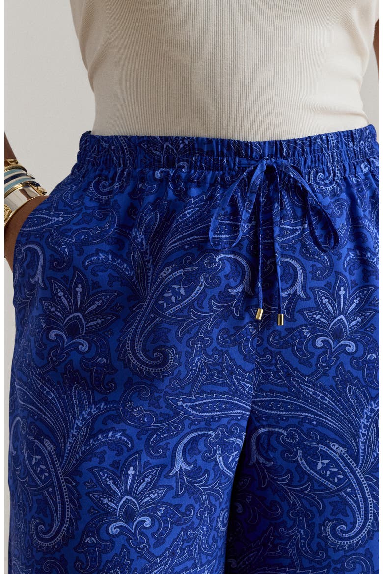 Floral Print Wide Leg Pants, Alternate, color, BLUE/ MULTI