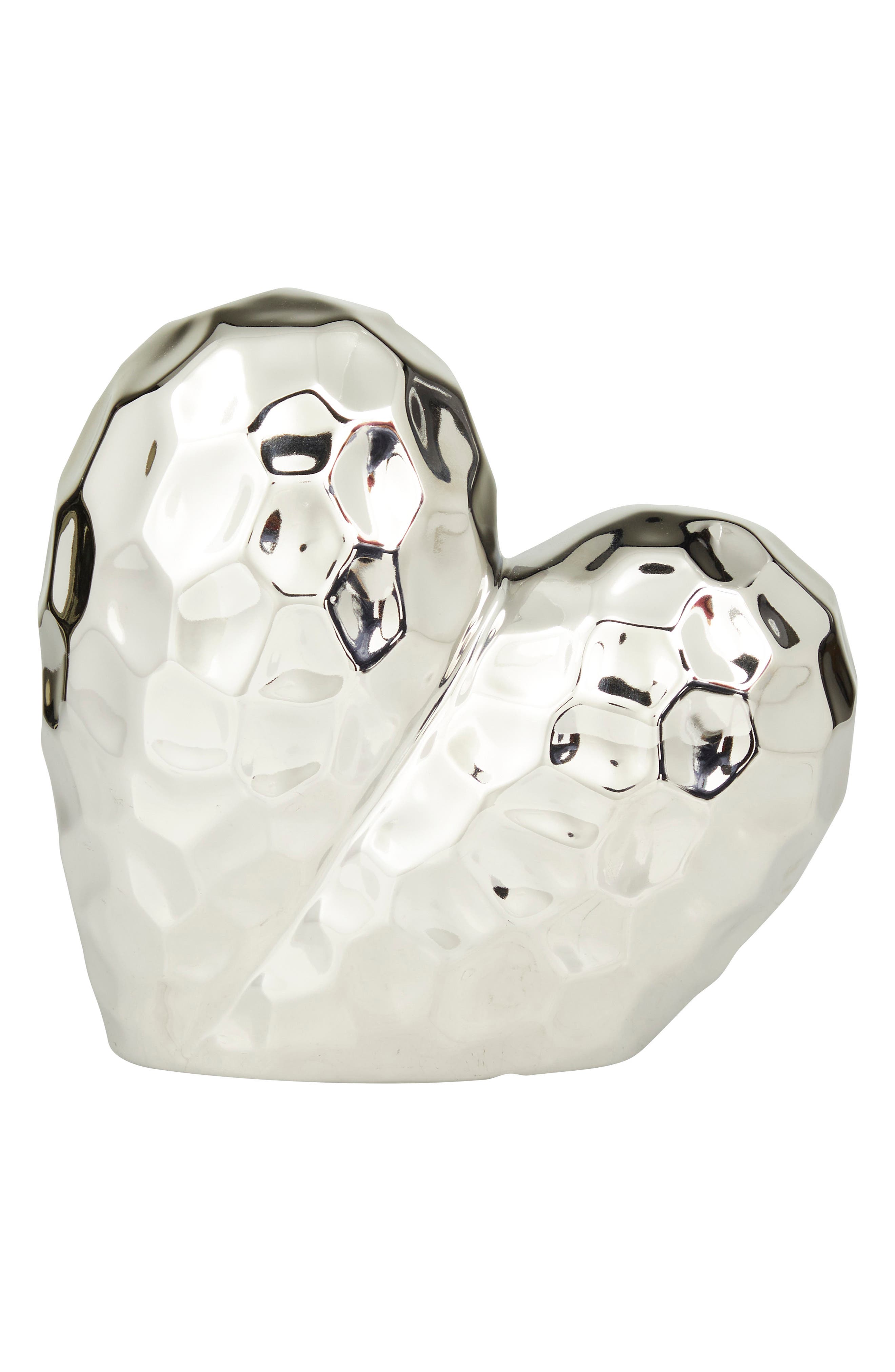 VIVIAN LUNE HOME Silvertone Porcelain Heart Sculpture