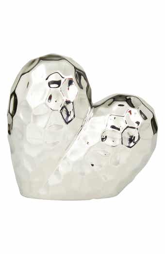 VIVIAN LUNE HOME Silvertone Porcelain Heart Sculpture