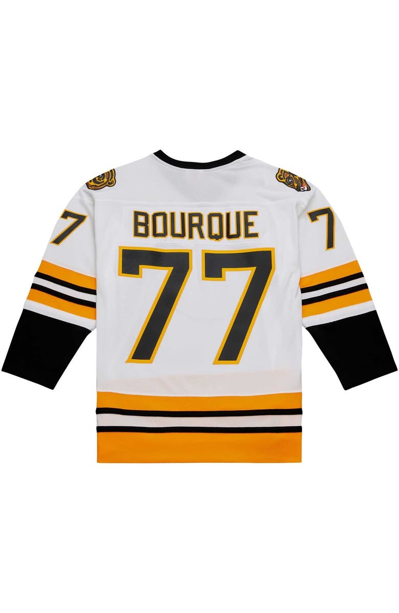 Mitchell & Ness Men's Mitchell & Ness Ray Bourque White Boston Bruins Captain Patch 1989/90 Blue Line Player Jersey, Alternate, color, 
