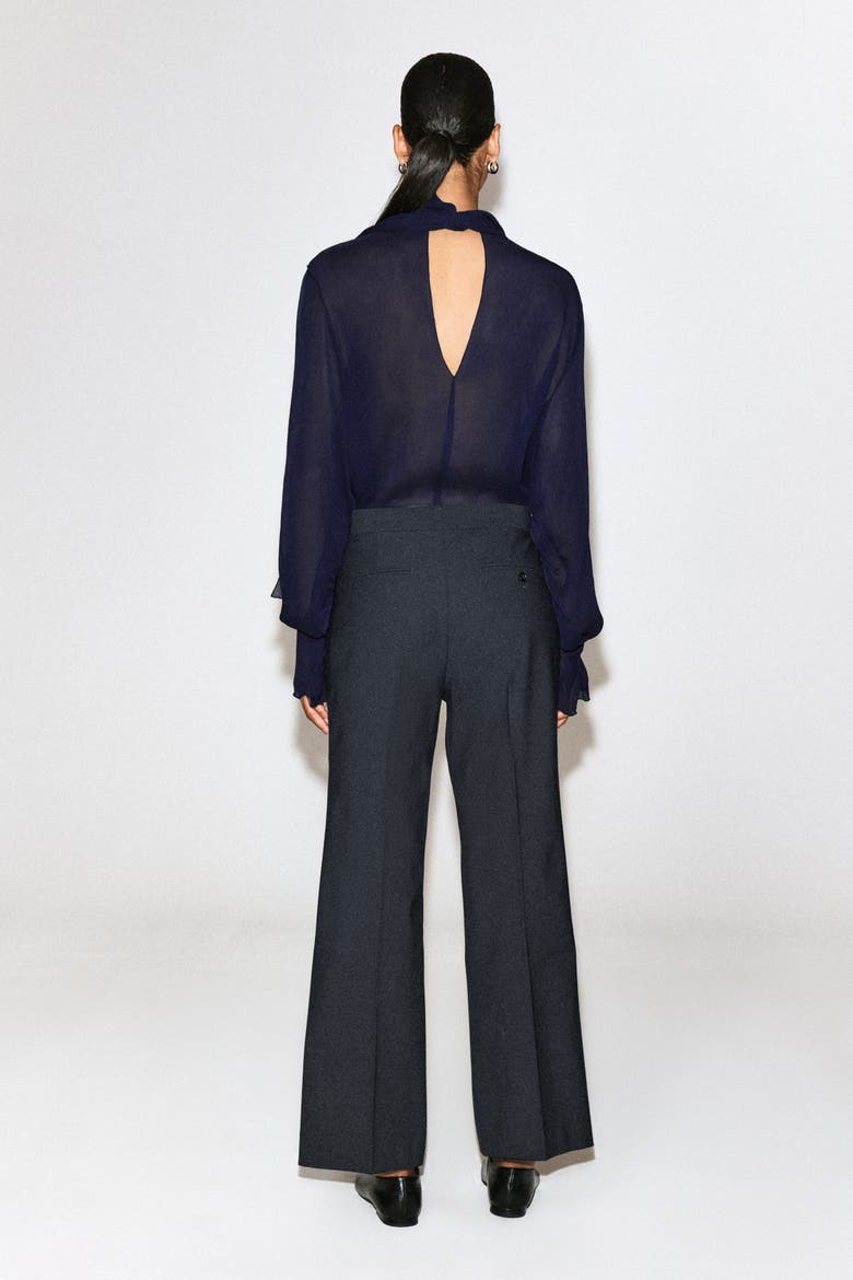 Twill Cropped Flared Pants, Alternate, color, NAVY