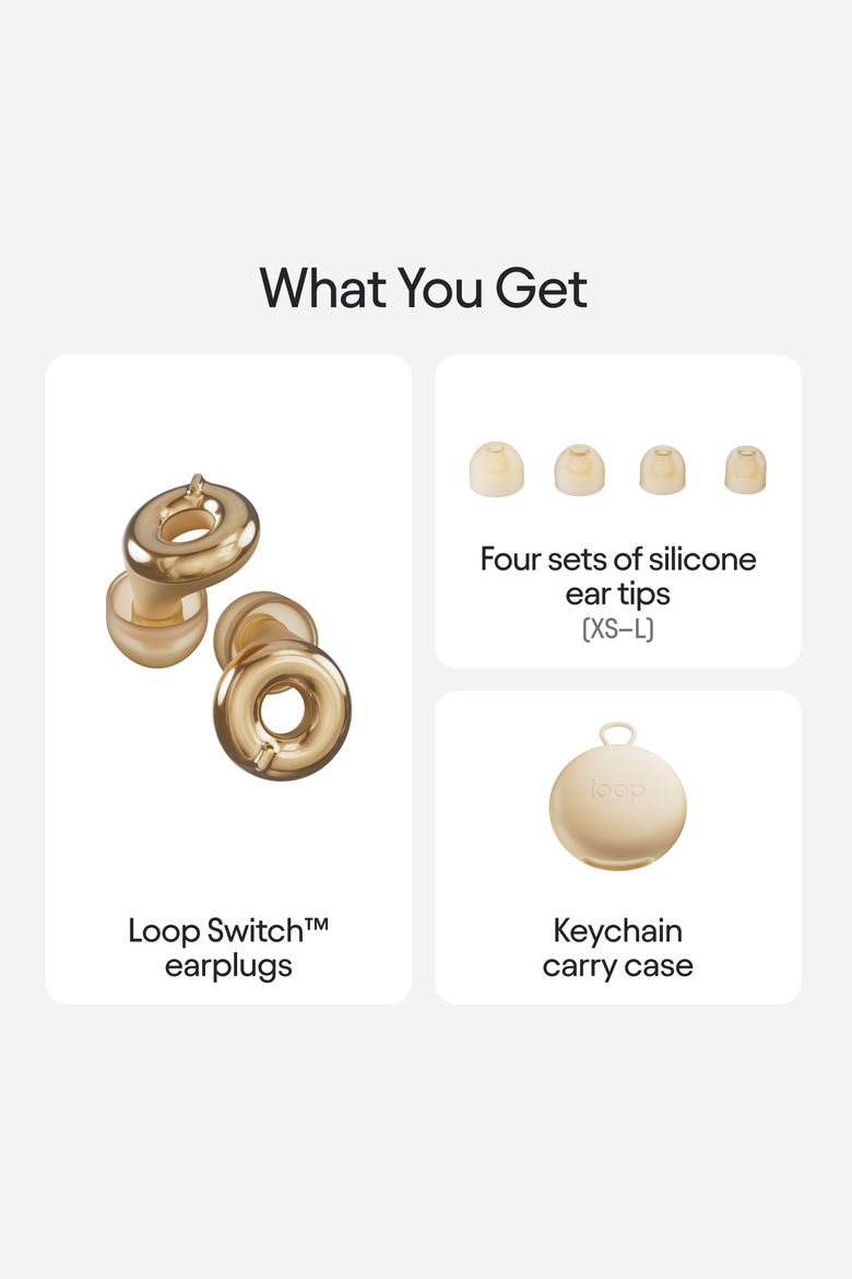 Switch 2, 1 Earplug, 3 Levels of Noise Reduction for Focus, Concerts, Live Events, Travel & Social Gatherings, Alternate, color, Gold