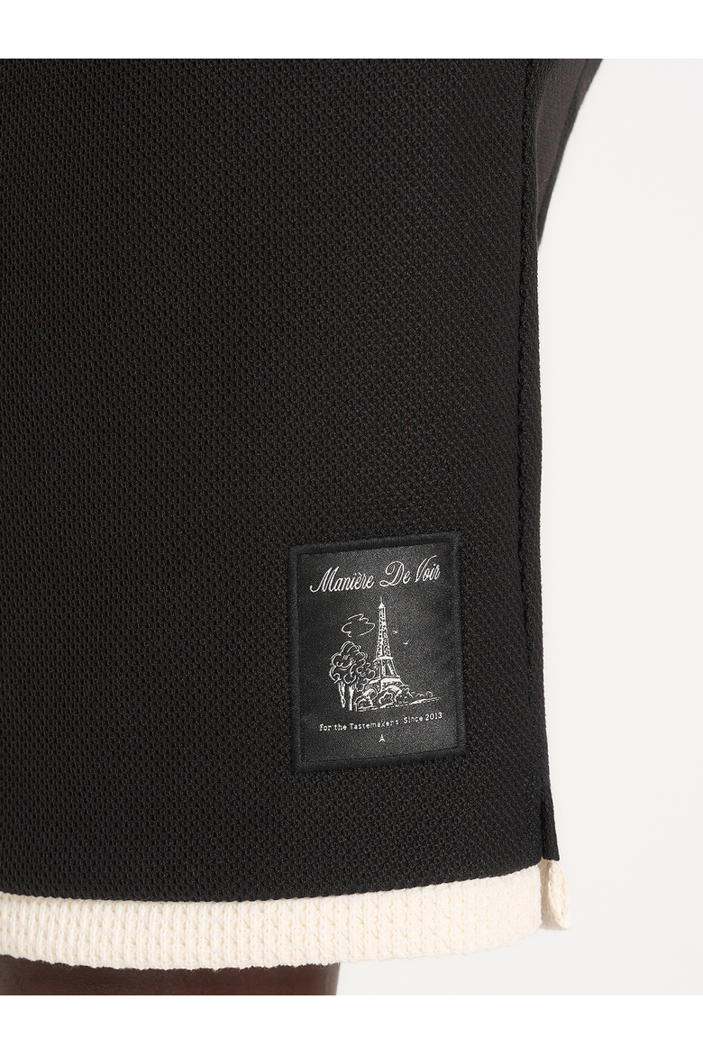 Reuben Contrast Crochet Detail Shorts, Alternate, color, Black