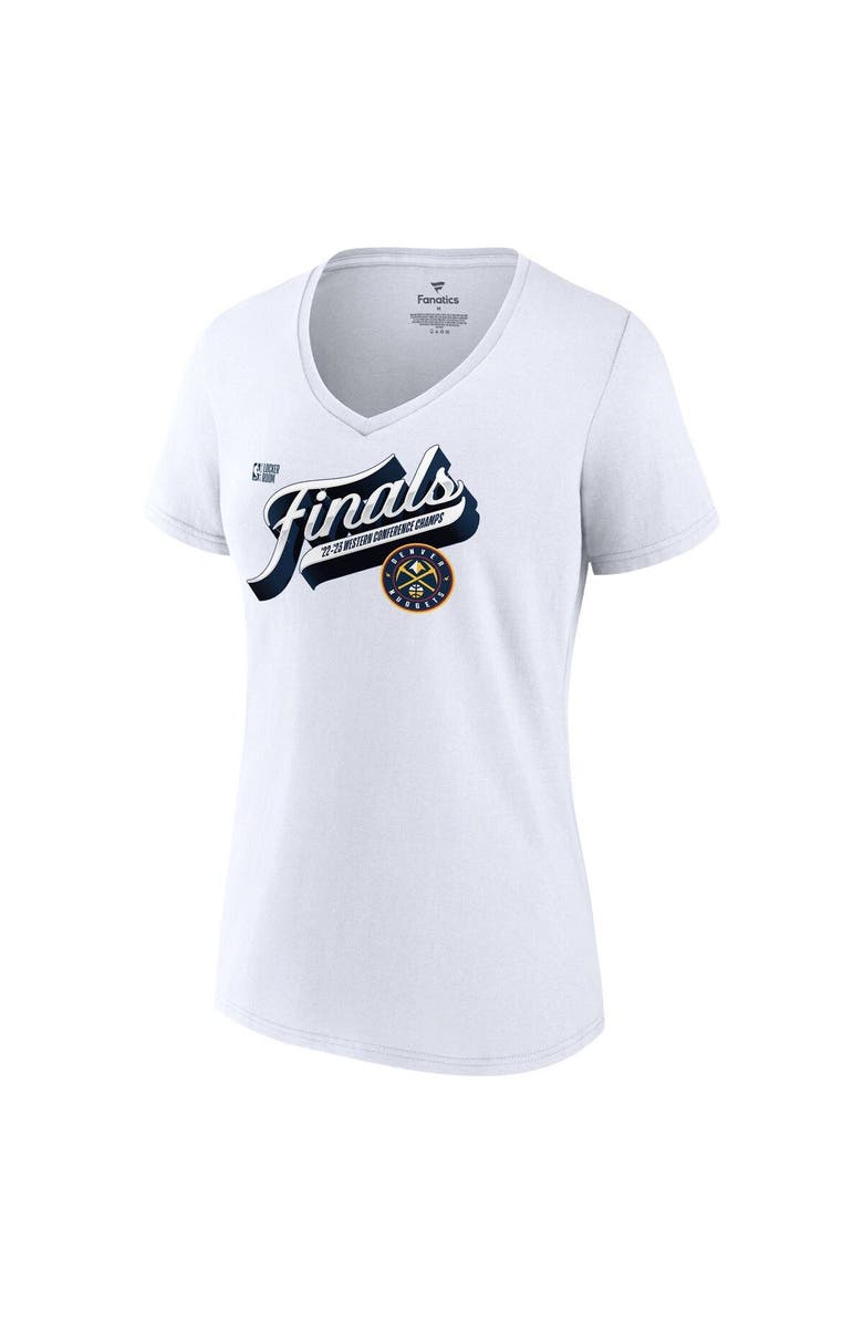 FANATICS Women's Fanatics Branded White Denver Nuggets 2023 Western Conference Champions Locker Room Plus Size V-Neck T-Shirt, Alternate, color, 