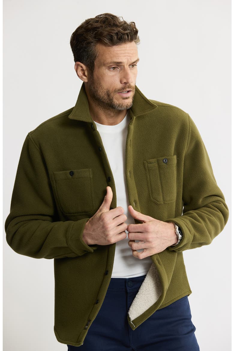 Shirt Jacket with Faux Fur Lining, Alternate, color, OLIVE