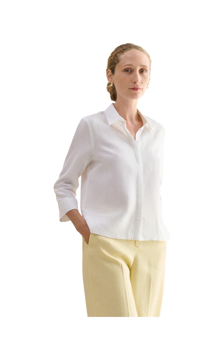 HOBBS LONDON Nita 3/4 Sleeve Button Up Linen Shirt, Main, color, White