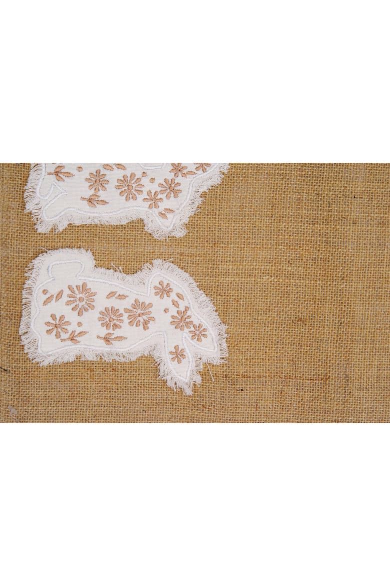 Easter Bunnies Trio Embroidered Burlap Table Runner 14" x 72", Alternate, color, Beige