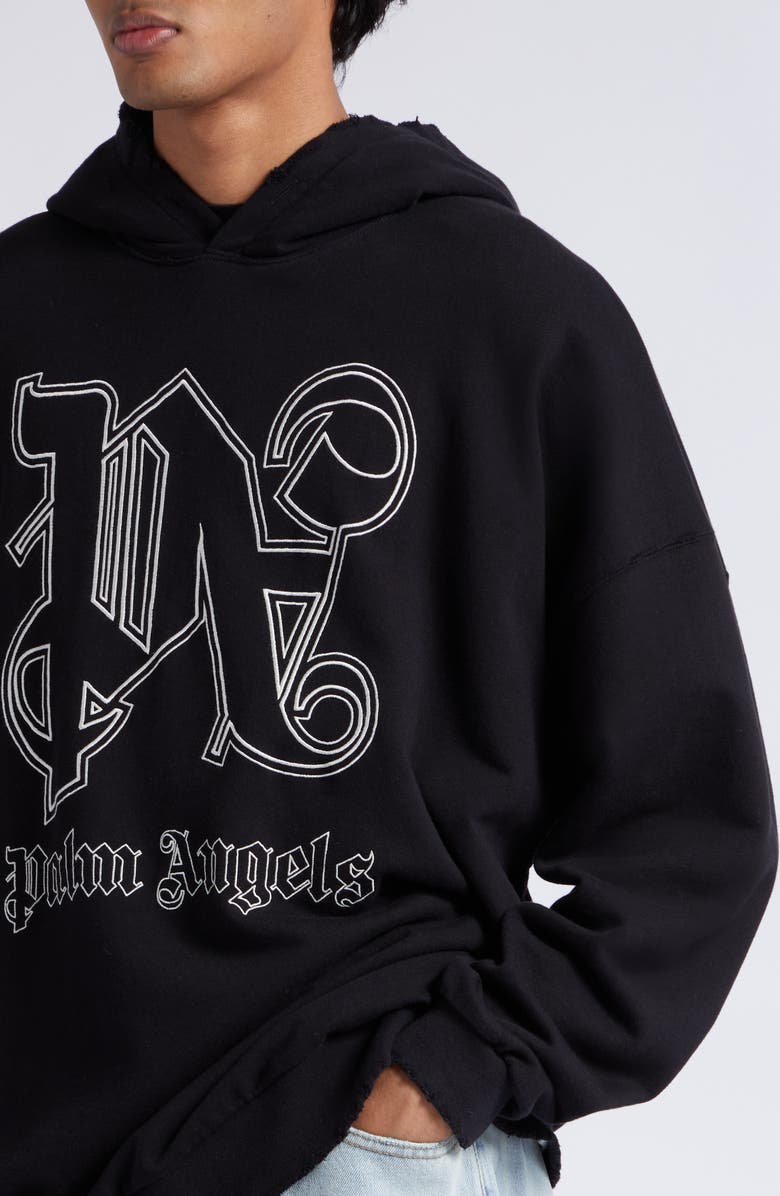 Palm Angels Statement Monogram Embroidered Hoodie, Alternate, color, 