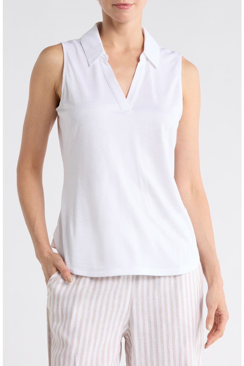 Palm Coast Floral Sleeveless Polo, Main, color, WHITE