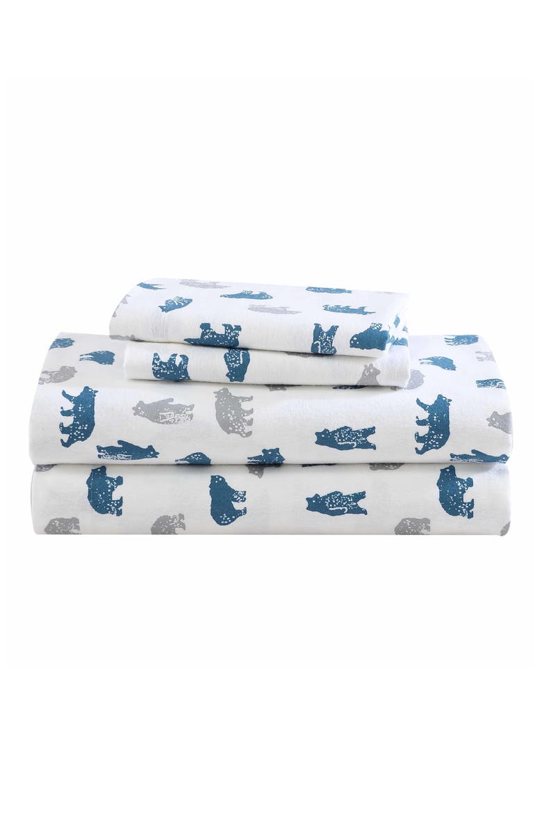 Bear Mountain Cotton Flannel Sheet Set, Main, color, GREY